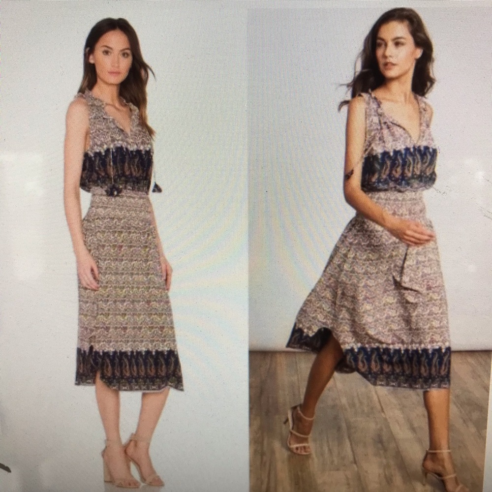 Misa Los Angeles Maddie French Floral Paisley Dress Midi Size S